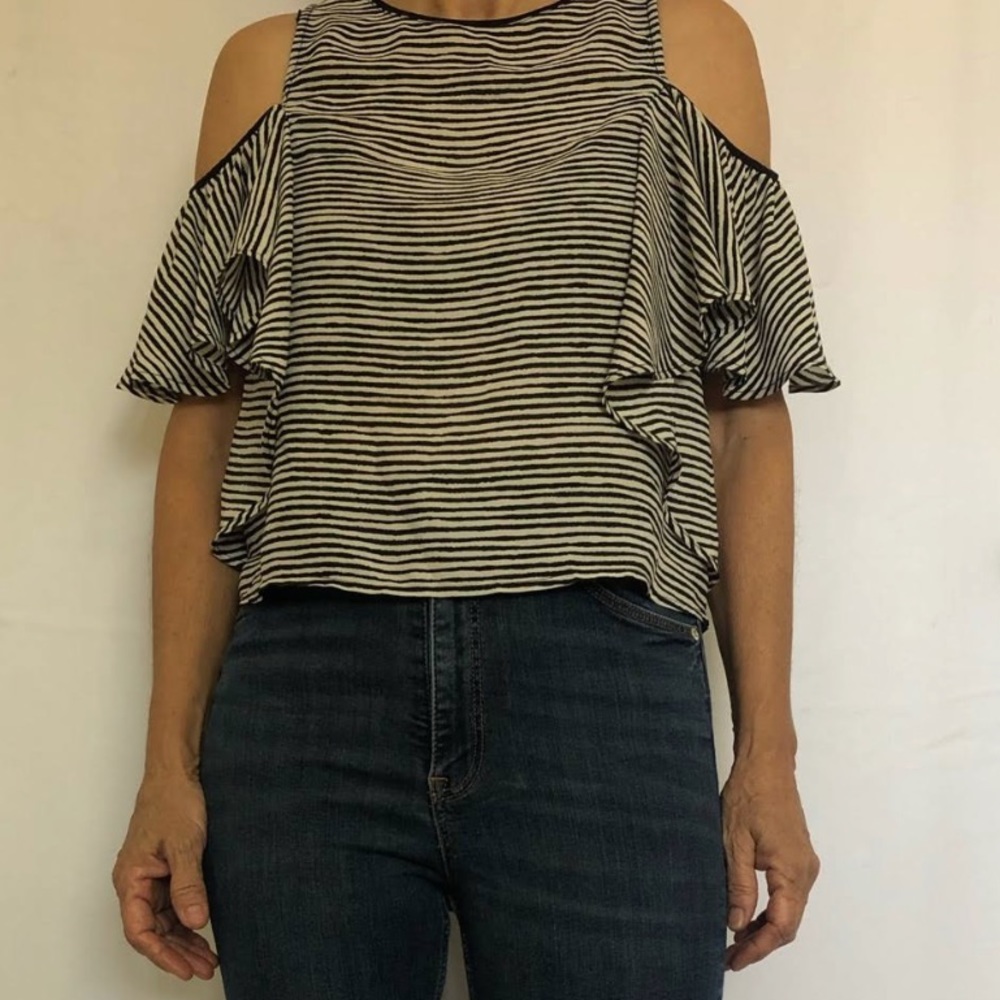 Zara Cold Shoulder Striped Top